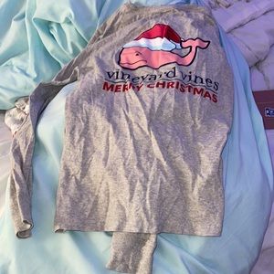 vineyard vine long sleeve grey christmas tee shirt